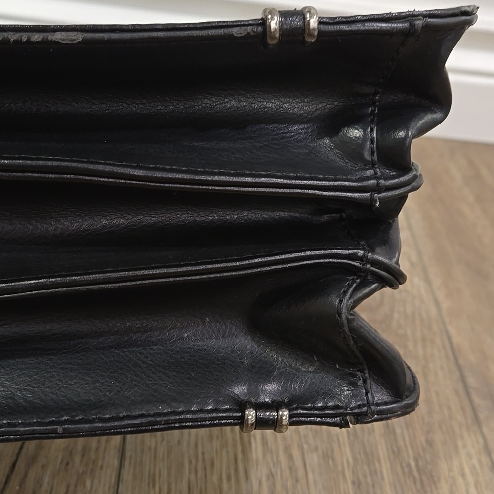 NWT Retro Mancini Elegant/Chic  Black Leather Briefcase - Picture 10 of 12